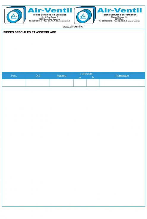 Formulaire - Pièces spéciales et assemblage